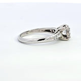 0.78 CTW Round Cut Diamond Engagement Ring in 18k White Gold, Size 5.75