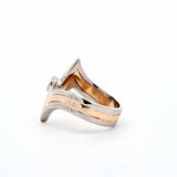 0.21CT. Diamond Chevron Ring in 14kt White and Yellow Gold, Size 6