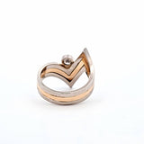 0.21CT. Diamond Chevron Ring in 14kt White and Yellow Gold, Size 6