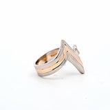 0.21CT. Diamond Chevron Ring in 14kt White and Yellow Gold, Size 6