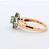 Tsavorite Garnet and Diamond Ring in 14kt Yellow and White Gold, Size 7