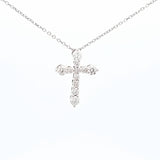 White gold diamond cross necklace