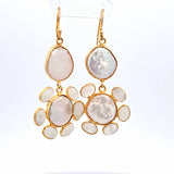 Sterling Silver Gold Vermeil Pearl and Moonstone Earrings