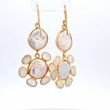 Sterling Silver Gold Vermeil Pearl and Moonstone Earrings