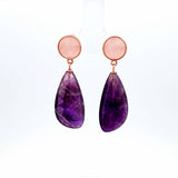 Sterling Silver Rose Gold Vermeil Rose Quartz and Amethyst Earrings
