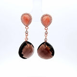 Sterling Silver Rose Gold Vermeil Agate and Smoky Quartz Earrings