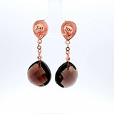 Sterling Silver Rose Gold Vermeil Agate and Smoky Quartz Earrings