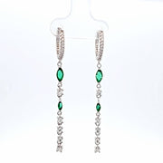 Sterling Silver Green Cubic Zirconia Hoop Dangle Earrings