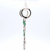 Sterling Silver Green Cubic Zirconia Hoop Dangle Earrings