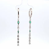 Sterling Silver Green Cubic Zirconia Hoop Dangle Earrings