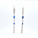 Cubic Zirconia silver huggle linear drop earrings