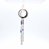 Sterling Silver Blue Cubic Zirconia Hoop Dangle Earrings