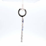 Sterling Silver Blue Cubic Zirconia Hoop Dangle Earrings