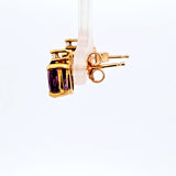 Amethyst and Diamond Earrings in 18k Yellow Gold