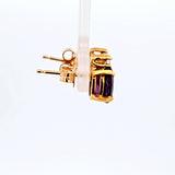 Amethyst and Diamond Earrings in 18k Yellow Gold