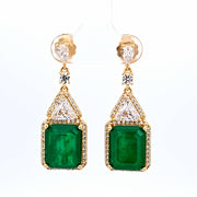 Sterling Silver Gold Vermeil Green Cubic Zirconia Earrings