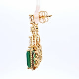 Sterling Silver Gold Vermeil Green Cubic Zirconia Earrings