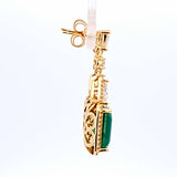 Sterling Silver Gold Vermeil Green Cubic Zirconia Earrings