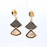 Sterling Silver Gold Vermeil Cubic Zirconia and Mother of Pearl Earrings