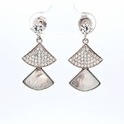 Sterling Silver Cubic Zirconia and Mother of Pearl Earrings