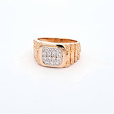 14kt yellow gold textured band diamond ring