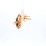 Sapphire Diamond Pearl Earring in 14k Yellow Gold