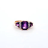 1.80 CTW Amethyst and Diamond Ring in 14k Yellow Gold, Size 7.75
