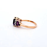 1.80 CTW Amethyst and Diamond Ring in 14k Yellow Gold, Size 7.75