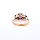 1.80 CTW Amethyst and Diamond Ring in 14k Yellow Gold, Size 7.75