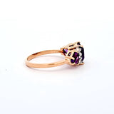 1.80 CTW Amethyst and Diamond Ring in 14k Yellow Gold, Size 7.75