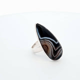 Sterling Silver Banded Agate Statement Ring