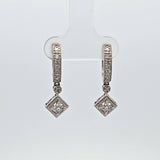 0.29 CTW Diamond Hoop Drop Earrings in 14k White Gold
