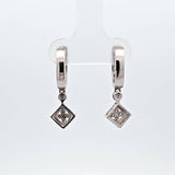 0.29 CTW Diamond Hoop Drop Earrings in 14k White Gold