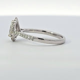 0.91 CTW Pear Cut Diamond Halo Engagement Ring in 14k White Gold, Size 6.5