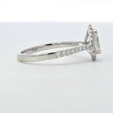 0.91 CTW Pear Cut Diamond Halo Engagement Ring in 14k White Gold, Size 6.5