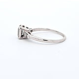 0.60 CTW Emerald Brilliant Cut Diamond Engagement Ring in 14k White Gold, Size 8