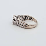 1.65 CTW Diamond Cluster Engagement Ring in 14k White Gold, Size 6.5