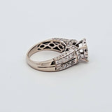 1.65 CTW Diamond Cluster Engagement Ring in 14k White Gold, Size 6.5