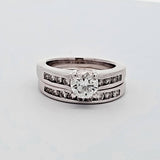 1.31 CTW Diamond Engagement Bridal Set in 14k White Gold, Size 5.5