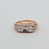 0.33 CTW 3 Stone Diamond Filigree Ring in 14k Yellow and White Gold, Size 6.25