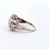 Antique 0.37CT. Sapphire And Diamond Filigree Ring in 18k White Gold, Size 3.75