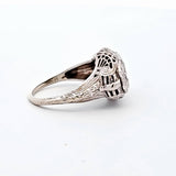 Antique 0.37CT. Sapphire And Diamond Filigree Ring in 18k White Gold, Size 3.75