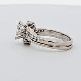 0.66 CTW Marquise Cut Diamond Engagement Bridal Set in 14k White Gold, Size 7