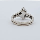 0.66 CTW Marquise Cut Diamond Engagement Bridal Set in 14k White Gold, Size 7