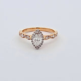 0.81 CTW Marquise Cut Diamond Halo Engagement Ring in 14k Yellow Gold, Size 6.5