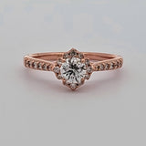 0.97 CTW Diamond Halo Engagement Ring in 14k Rose Gold, Size 9