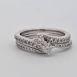 0.70 CTW Diamond Engagement Ring Bridal Set in 14k White Gold, Size 5.75