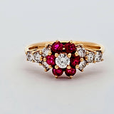 0.60 CTW Ruby and Diamond Ring in 18k Yellow Gold, Size 6.75
