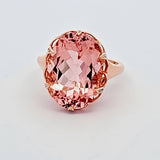 10.23CT. Morganite and Diamond Ring in 14k Rose Gold, Size 9