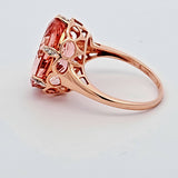 10.23CT. Morganite and Diamond Ring in 14k Rose Gold, Size 9
